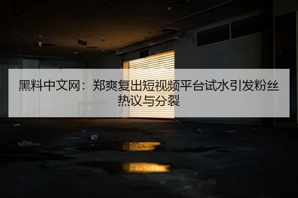 黑料中文网：郑爽复出短视频平台试水引发粉丝热议与分裂